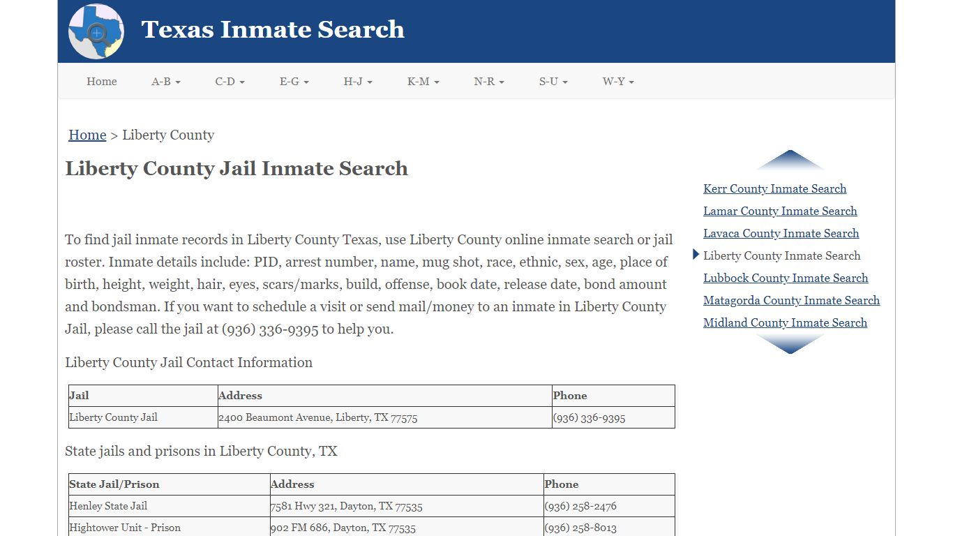 Liberty County Jail Inmate Search