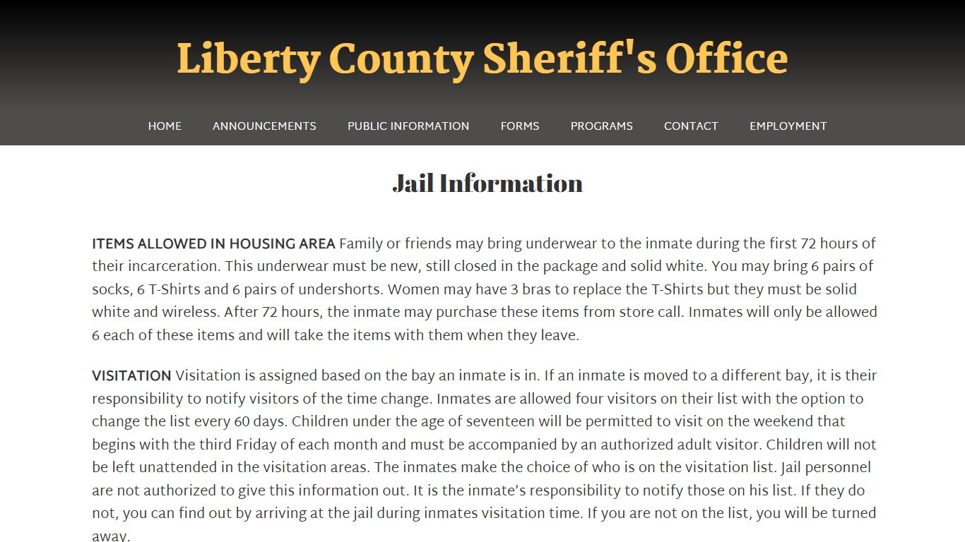 Jail Information - Liberty County Sheriff's Office